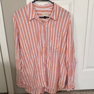 Linen Striped Button Down Shirt